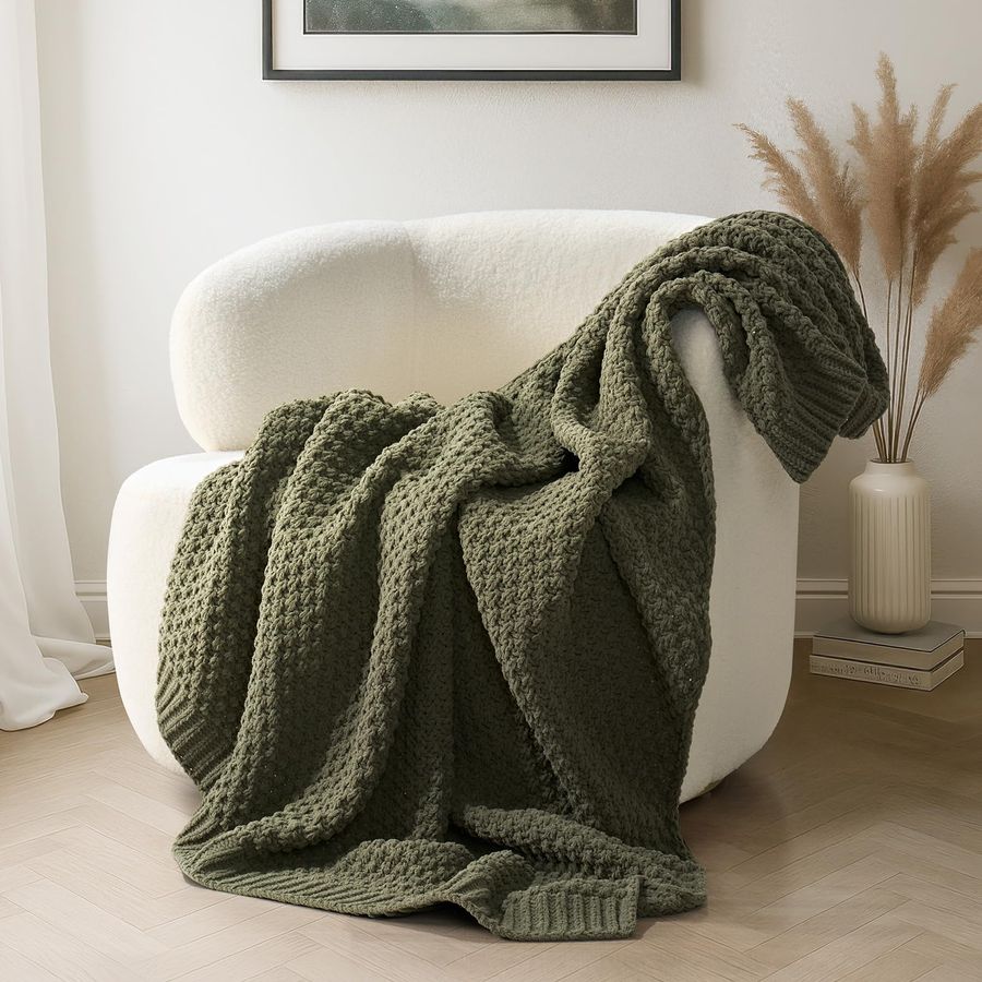 Throw Blanket Chunky Knit - Chunky Chenille Knit Throw Blanket for