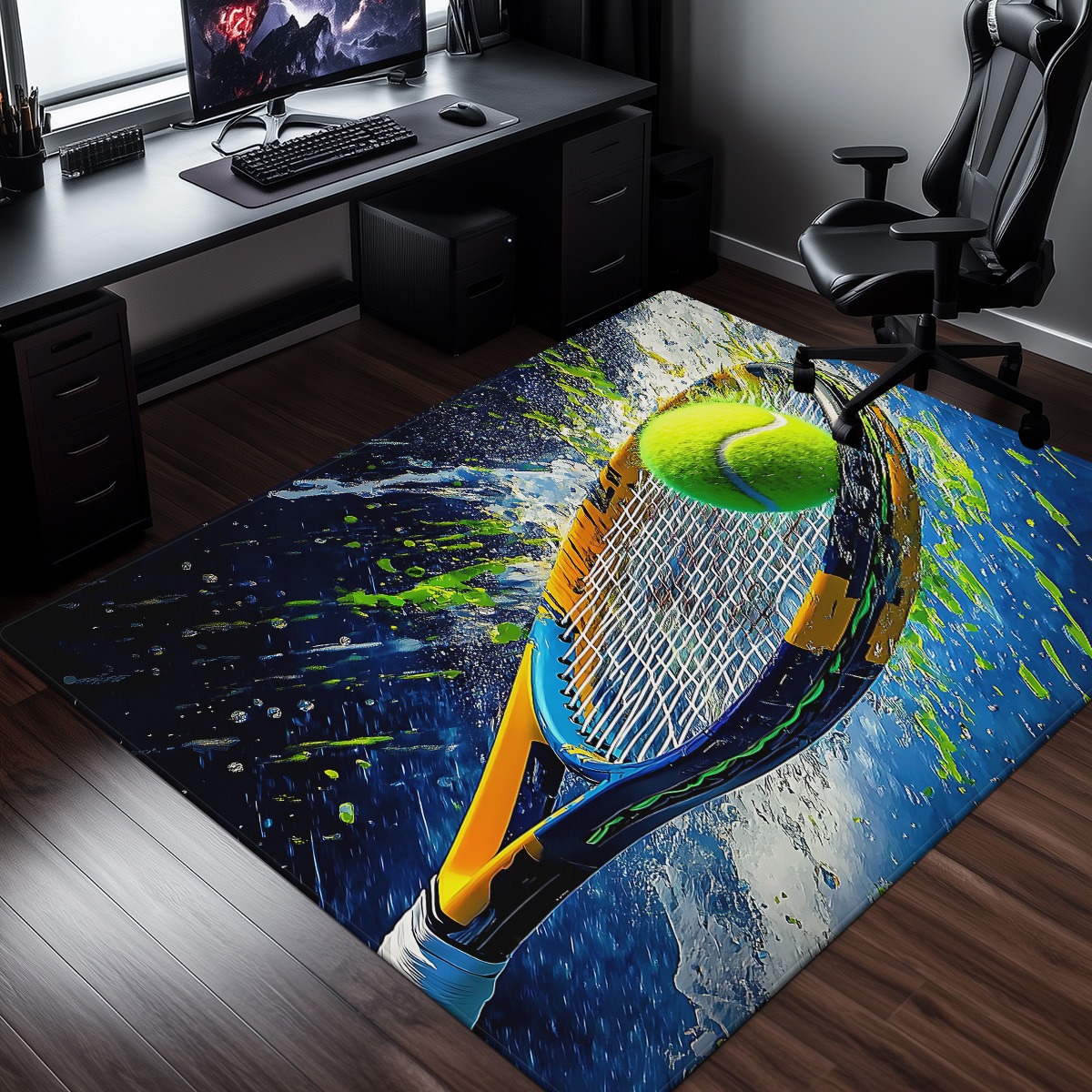 Home Textiles Design - Tennis racket and ball design crystal