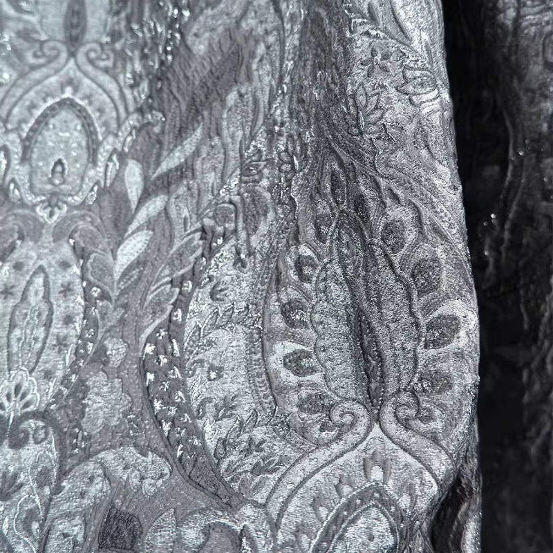 Home Textiles Design - Gray Court Style Shiny Jacquard Curtains