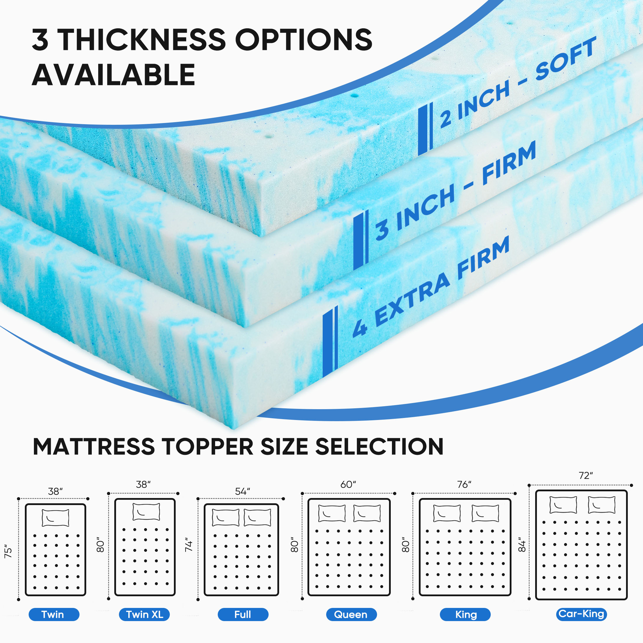 JHK 2-4 Inch Gel Memory Foam C – обзор и цена Memory Foam Topper