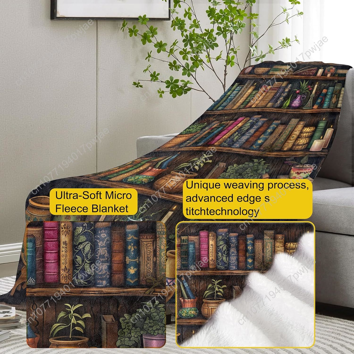 Vintage Bookshelf Blanket Read – обзор и цена Vintage Home Textiles