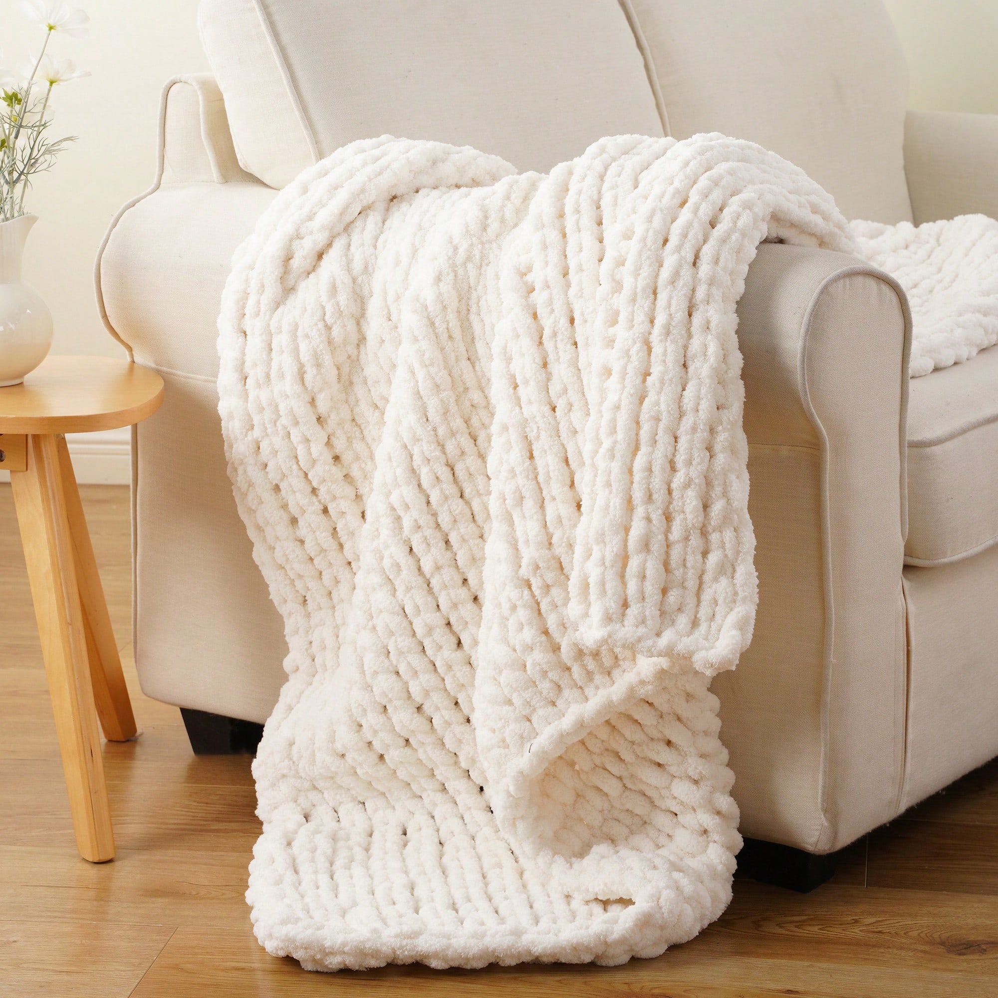 Cream Chunky Knit Throw Blanke – обзор и цена Throw Blanket Chunky Knit