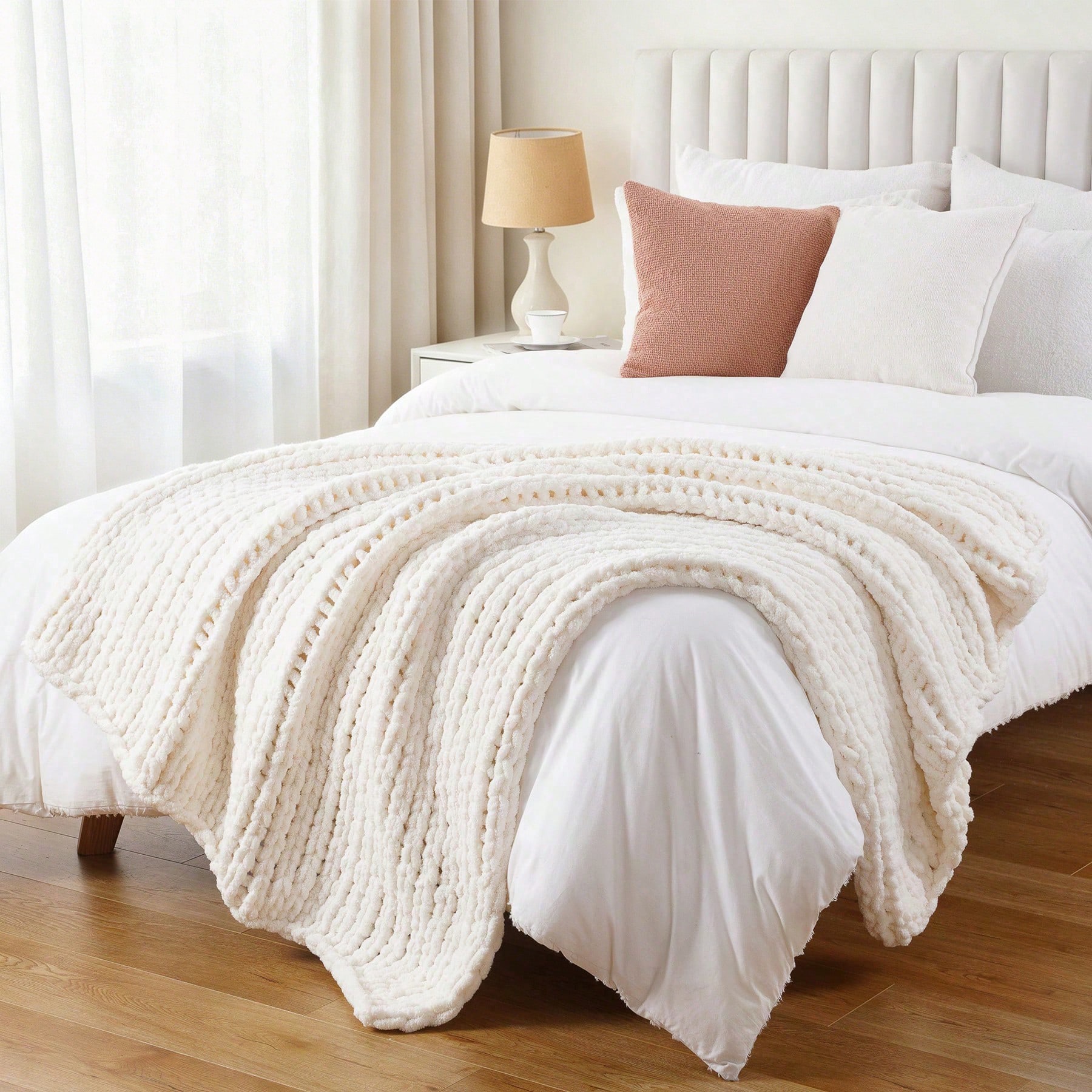 Cream Chunky Knit Throw Blanke – обзор и цена Throw Blanket Chunky Knit
