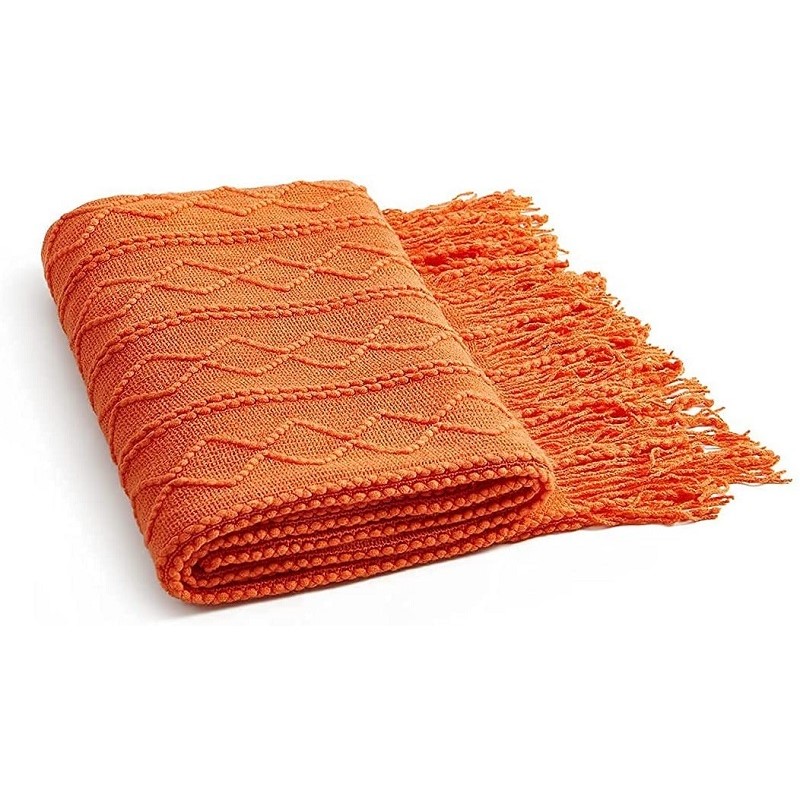 Orange Knitted Throw Blankets  – обзор и цена Throw Blanket Chunky Knit