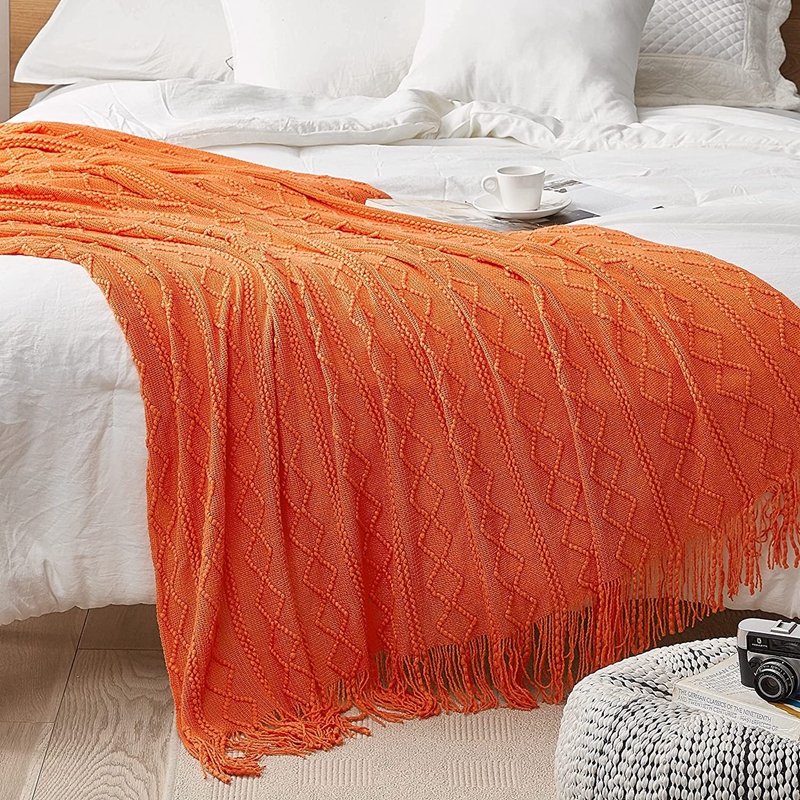 Orange Knitted Throw Blankets  – обзор и цена Throw Blanket Chunky Knit