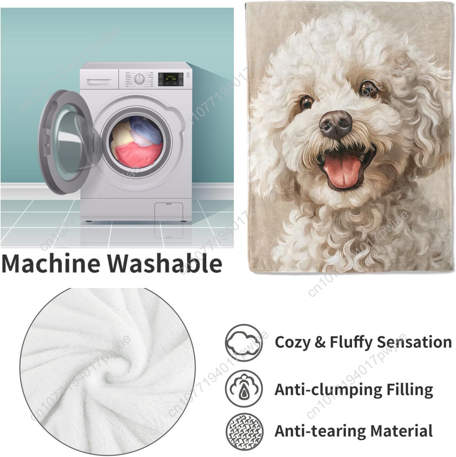Joyful Poodle Portrait Blanket – обзор и цена Home Textiles Design