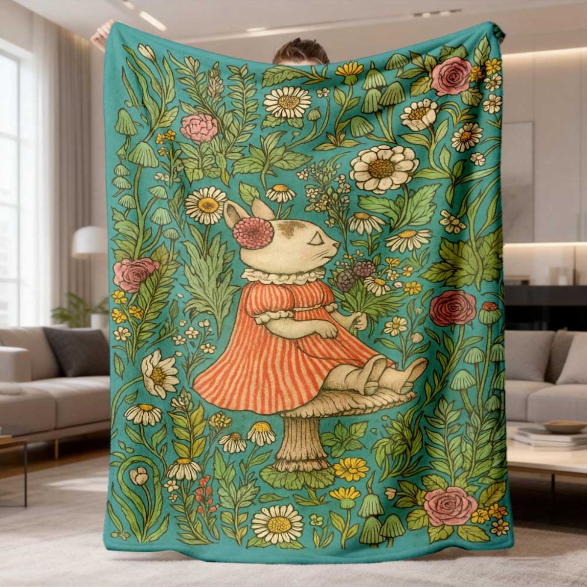 Whimsical Floral Rabbit Throw  – обзор и цена Throw Blanket Chunky Knit
