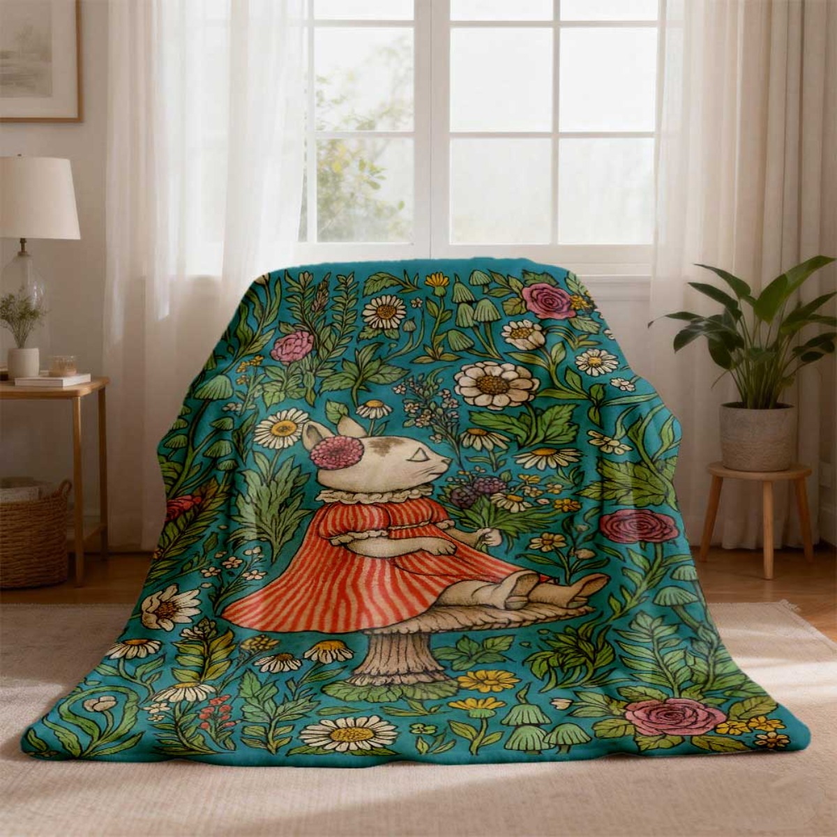 Whimsical Floral Rabbit Throw  – обзор и цена Throw Blanket Chunky Knit