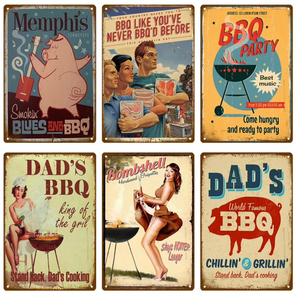 Retro BBQ Sign - Vintage Wall  – обзор и цена Vintage Home Textiles